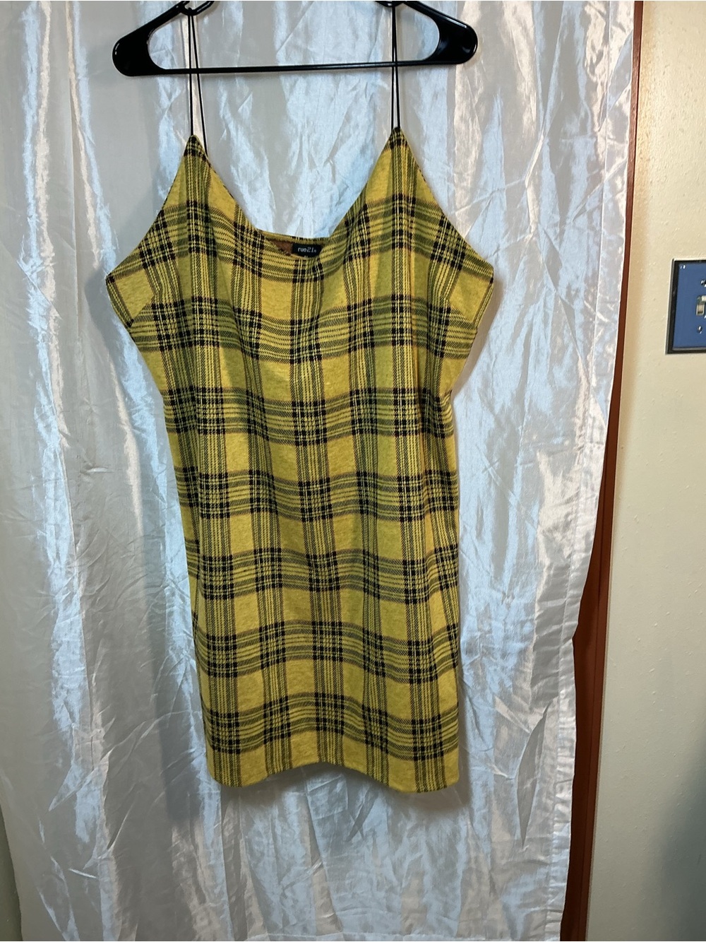 Rue21 Yellow Plaid Knit Long-Sleeve dress